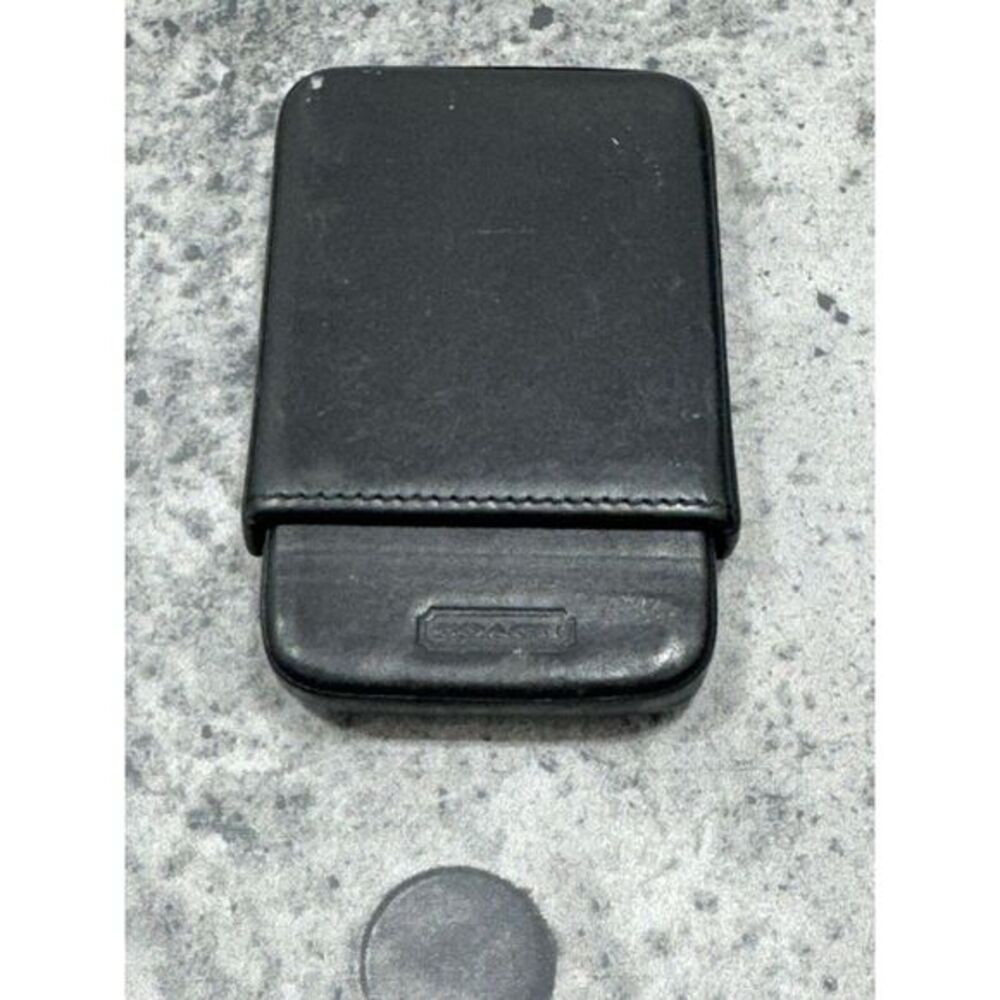 Vintage Coach Black Structured Leather Business Card Case